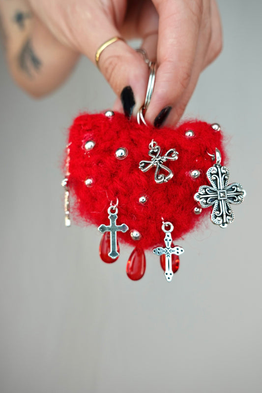 Cross Heart Keychain